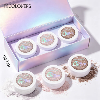 3-Piece Galaxy Shimmer Eyeshadow Set, White Pearl Glitter, Single-Color Creamy Eye Shadow