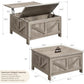 31.5" Farmhouse Lift-Top Coffee Table with Dual Hidden Storage & Gas-Assisted Lift Mechanism