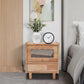 2-Tier Rubberwood Bedside Nightstand with Drawer, Glass Storage Cabinet, Flip-Top Door & Anti-Slip Feet for Bedroom & Living Room