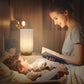 Small Bedside Table Lamp with Round Linen Fabric Shade for Bedroom and Desk