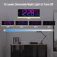 16-Inch RGB LED Digital Wall Clock with Remote Control, 8 Display Colors, Alarm, Auto DST & Indoor Temperature Display