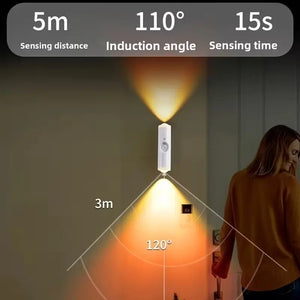 RGB Motion Sensor LED Wall Light, USB-C Rechargeable Up & Down Color-Changing Lamp, Dimmable Night Light for Bedroom & Hallway