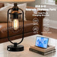 24-Inch Black Farmhouse Table Lamps, Set of 2, with USB Ports for Bedside and Living Room