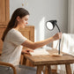 LED Desk Lamp, CRI 90+, Dimmable 3000–6000K, Flexible Gooseneck, Black Metal Shade, Wooden Base, USB Powered