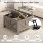 31.5" Farmhouse Lift-Top Coffee Table with Dual Hidden Storage & Gas-Assisted Lift Mechanism