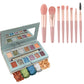 12-Color Matte & Shimmer Eyeshadow Palette with 8 Soft Makeup Brushes, Long-Lasting Glitter Eye Makeup Set