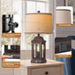 24-Inch Rustic Farmhouse Table Lamp with Touch Dimming, Nightlight and USB-A/USB-C Ports
