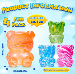 Iridescent Bear Squishy Toy, Slow-Rebound Stretchy Sensory Squeeze Fidget & Desk Toy