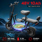 14" Foldable Electric Scooter with Seat – 750W Peak Motor, 48V 10Ah Battery, 20-Mile Range & Dual Disc Brakes