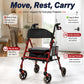 Heavy-Duty Rollator Walker with Seat – 350 lbs Capacity, Lightweight Foldable Frame, Adjustable Height & Storage