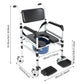 Foldable Rolling Shower Commode Chair – Portable Toilet & Bath Seat with Wheels, 353 lb Capacity