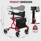 US Stock – All-Terrain Rollator Walker for Seniors with Seat & Backrest, 8" Wheels, Foldable & Height Adjustable – Fast 3–7 Day Shipping