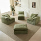Modern L-Shaped Cloud Sectional Sofa with Ottoman – Oversized 3-Seater Deep Seat Chenille Modular Couch, Green