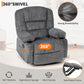 Oversized Corduroy Swivel Rocker Recliner Chair with Massage & Heat, 360° Glider with Cup Holder, Side Pockets & Storage