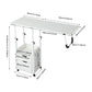 Height Adjustable Overbed Table with Storage Cabinet, 27.56–34.65 Inch Bedside Table with White Anti-Rust Metal Frame