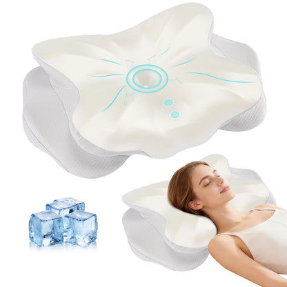 Ergonomic Cooling Memory Foam Neck Pillow with Contoured Support & Removable Washable Cooling Cover, 1-Pack