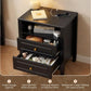 Modern 2-Drawer Nightstand with Charging Station & Open Shelf, Bedside Storage Cabinet for Bedroom and Home