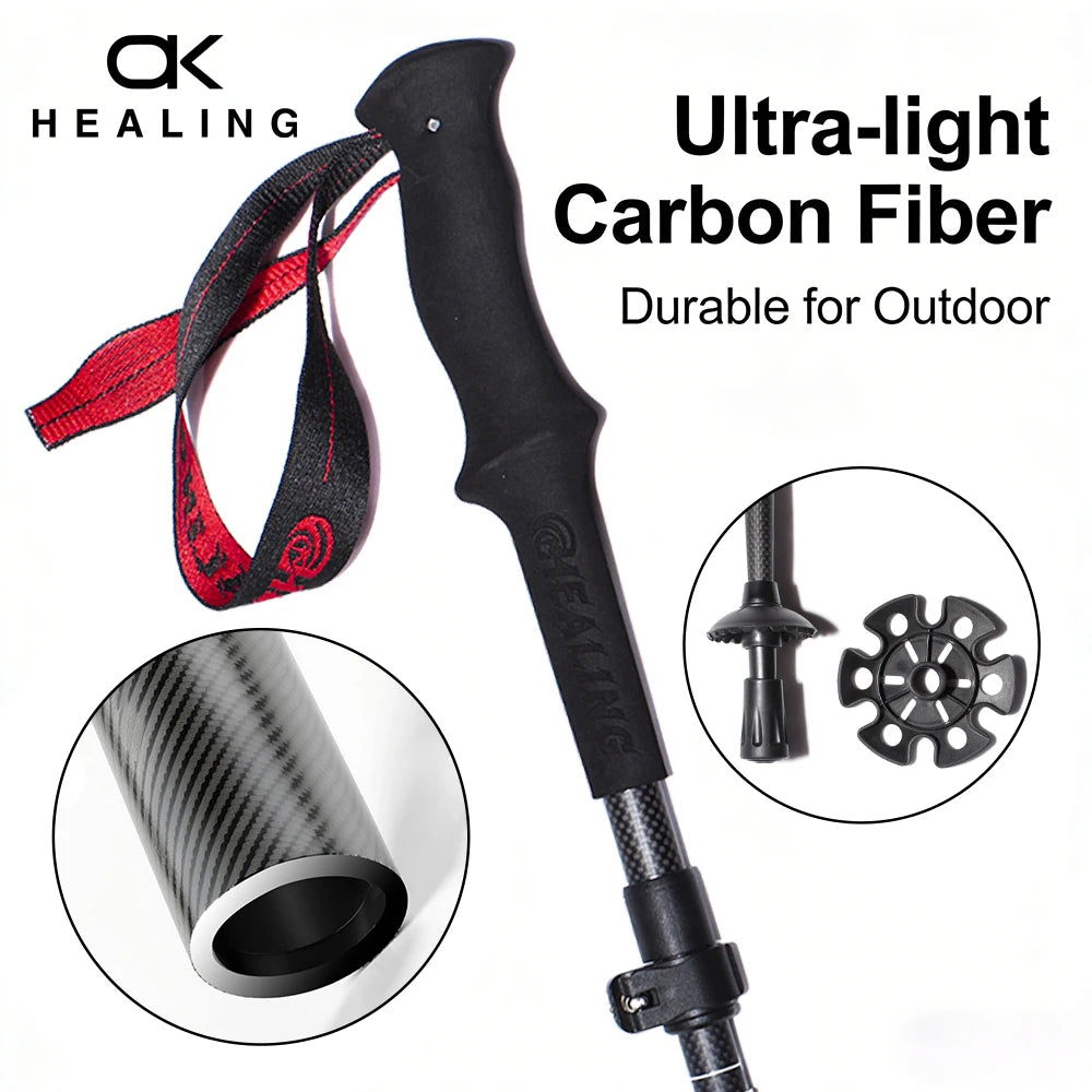 2-Pack Ultra-Light Carbon Fiber Foldable Trekking Poles – Adjustable 4-Section Hiking Sticks with EVA Grip