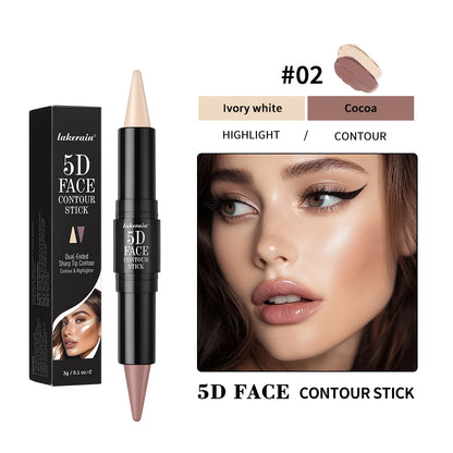 Dual-Ended Contour and Highlighter Stick, Blendable Waterproof Face Makeup for Cheek and Nose Definition