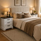 Farmhouse Nightstand with Charging Station, 3-Drawer Bedside Table with 2 AC Outlets & 2 USB Ports, White Storage Cabinet