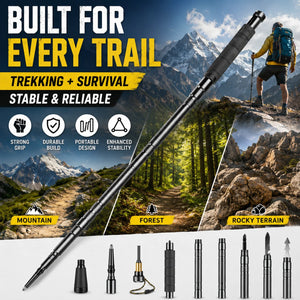 Adjustable Aluminum Alloy Trekking Pole – Multifunctional Hiking Walking Stick with EVA Grip & Interchangeable Tips