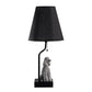 Poodle Table Lamp with USB-C and USB-A Charging Ports, Black Fabric Shade and Dog Figurine Base, Bedside Nightstand Light