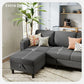 3-Seat L-Shaped Sectional Sofa with Storage Ottoman – Convertible Linen Upholstered Couch for Living Room, Dark Grey