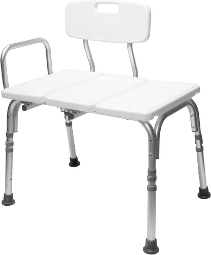 Tub Transfer Bench for Seniors – Height Adjustable Shower Chair with Reversible Left or Right Entry & Backrest