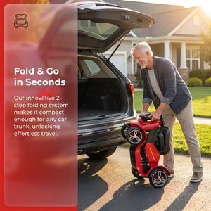 Foldable 4-Wheel Mobility Scooter for Seniors – 500W Motor, 36V 21Ah Battery, 35-Mile Range, Smart Safety System