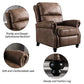 Faux Leather Pushback Recliner Chair with Rivet Accents, Upholstered Armchair for Living Room