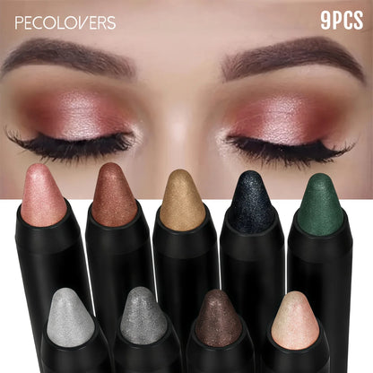 9-Piece Dual-Ended Cream Eyeshadow Stick Set, Assorted Cool & Warm Shades, Travel Eye Makeup