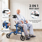 All-Terrain Rollator Walker with Seat – Foldable Aluminum Walker with Backrest & Adjustable Height