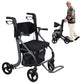 All-Terrain Rollator Walker with Seat for Seniors & Adults, Large Rubber Wheels, Lightweight Foldable Frame, Adjustable Height