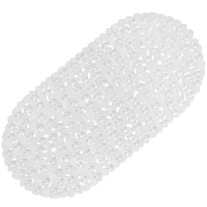 Oval Pebble PVC Bathtub Mat 36x69cm, Non-Slip Shower Mat with Suction Cups & Drainage Holes for Bathroom
