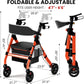 Foldable Aluminum Rollator Walker with Seat, 8" All-Terrain Wheels, 450 lb Capacity