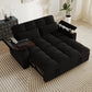 65-Inch 3-in-1 Convertible Sofa Bed – Pull-Out Sleeper Couch with 360° Swivel Side Table & USB Charging, Black