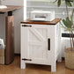 18" Rustic Farmhouse Nightstand with Charging Station – Barn Door Bedside Table with Adjustable Shelf & Storage