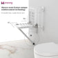 Wall-Mounted Folding Shower Seat with Assist Grab Bar – Space-Saving Bathroom Safety Bench, White