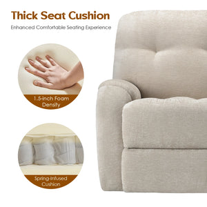 Modern Electric Power Recliner Chair, 108°–165° Adjustable Recline with Long Footrest, Thick Cushioned Seat & Side Pockets
