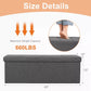 Foldable Storage Ottoman Bench with Padded Seat, 660 lb Capacity End-of-Bed Storage Chest & Footrest for Bedroom, Grey