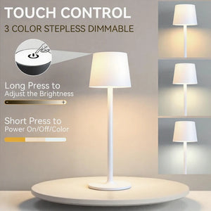 Rechargeable LED Table Lamp, Touch Control, 3 Light Colors, Stepless Dimming, 2 Adjustable Heights, USB-C Charging