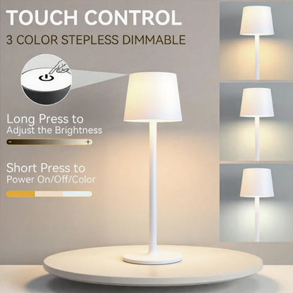 Rechargeable LED Table Lamp, Touch Control, 3 Light Colors, Stepless Dimming, 2 Adjustable Heights, USB-C Charging