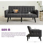 65-Inch Futon Sofa Bed – Convertible Tufted Loveseat with Adjustable Backrest & Dual USB Charging for Small Spaces, Dark Grey