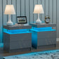 Set of 2 LED Nightstands with 2 Drawers, Modern Bedside Tables with LED Lights & Storage for Bedroom