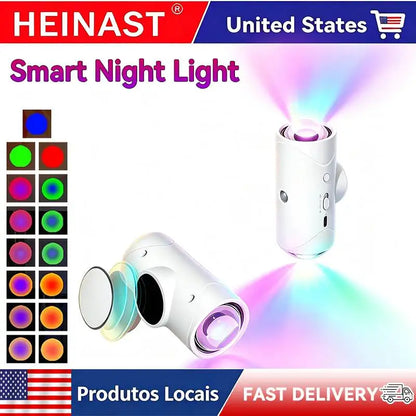 Double-Head RGB LED Night Light with Motion Sensor, USB Rechargeable Magnetic Wall Lamp for Cabinet, Hallway & Stairs
