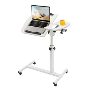 Adjustable Mobile Rolling Laptop Desk – Height Adjustable Computer Workstation, Bedside Table with Lockable Casters