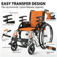 Lightweight Foldable Manual Wheelchair – Steel Frame with Flip-Up Armrests & Quick-Release Leg Rests for Travel