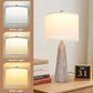 Rustic Farmhouse Bedside Table Lamps, Set of 2, with 3-Way Dimming and Horizontal Stripe Design