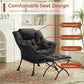 Modern Lounge Chair with Foldable Ottoman – Oversized Cushioned Reading Armchair with Footrest & Side Pocket