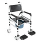 Foldable Rolling Shower Commode Chair – Portable Toilet & Bath Seat with Wheels, 353 lb Capacity